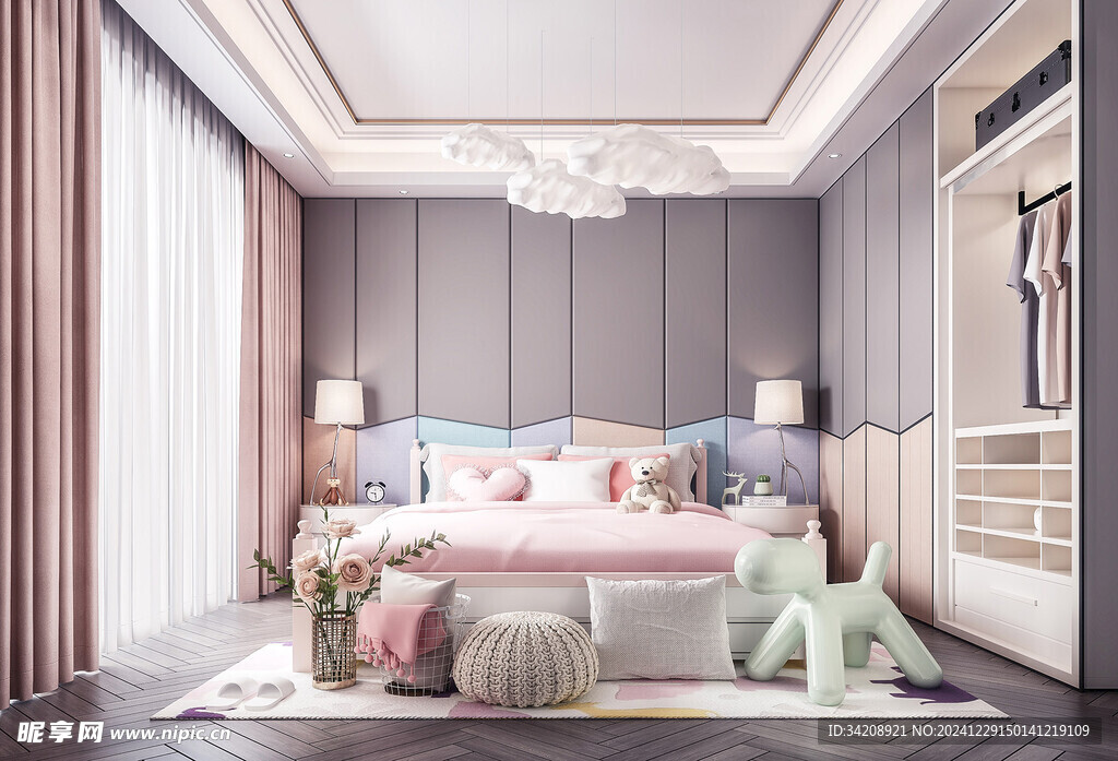 儿童女孩房次卧室北欧现代简约风