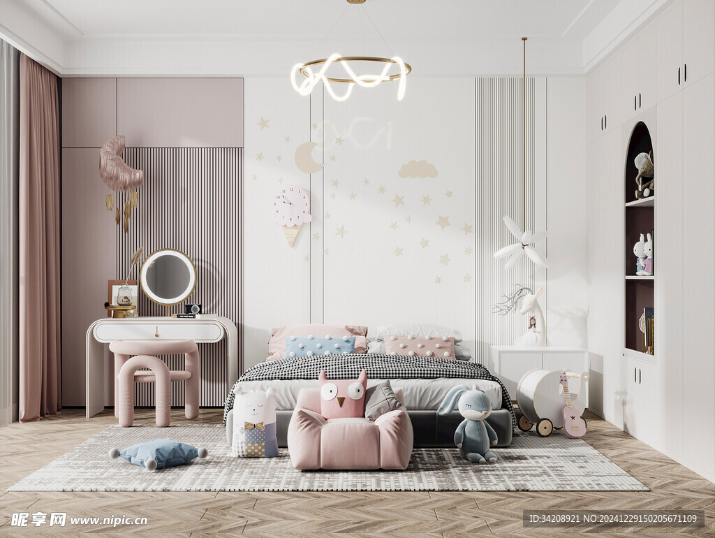 儿童女孩房次卧室北欧现代简约风