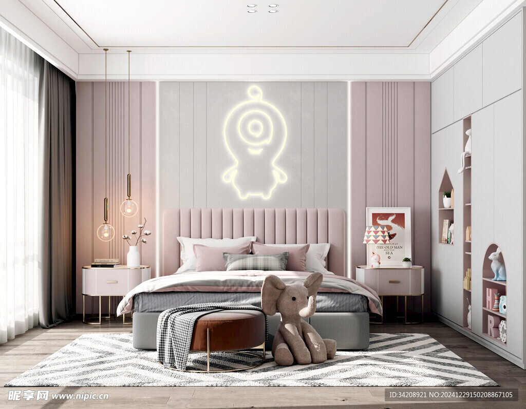 儿童女孩房次卧室北欧现代简约风