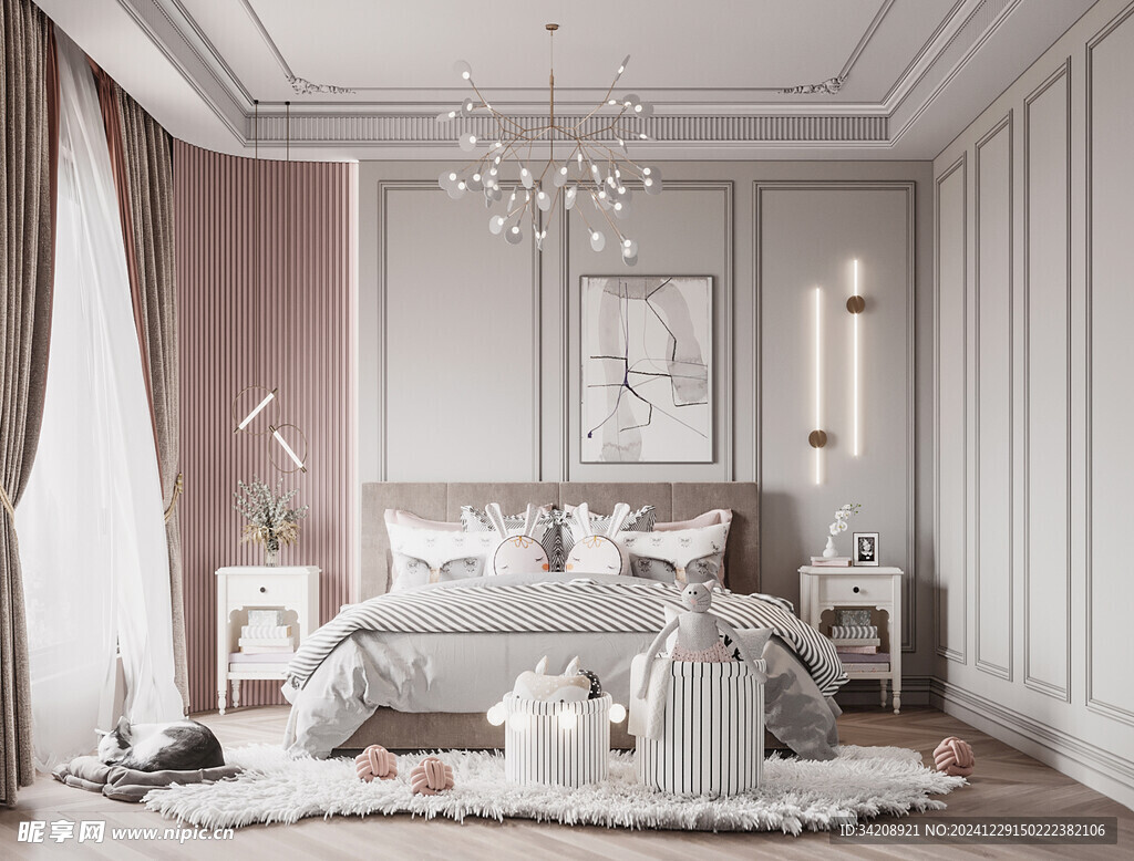 儿童女孩房次卧室北欧现代简约风