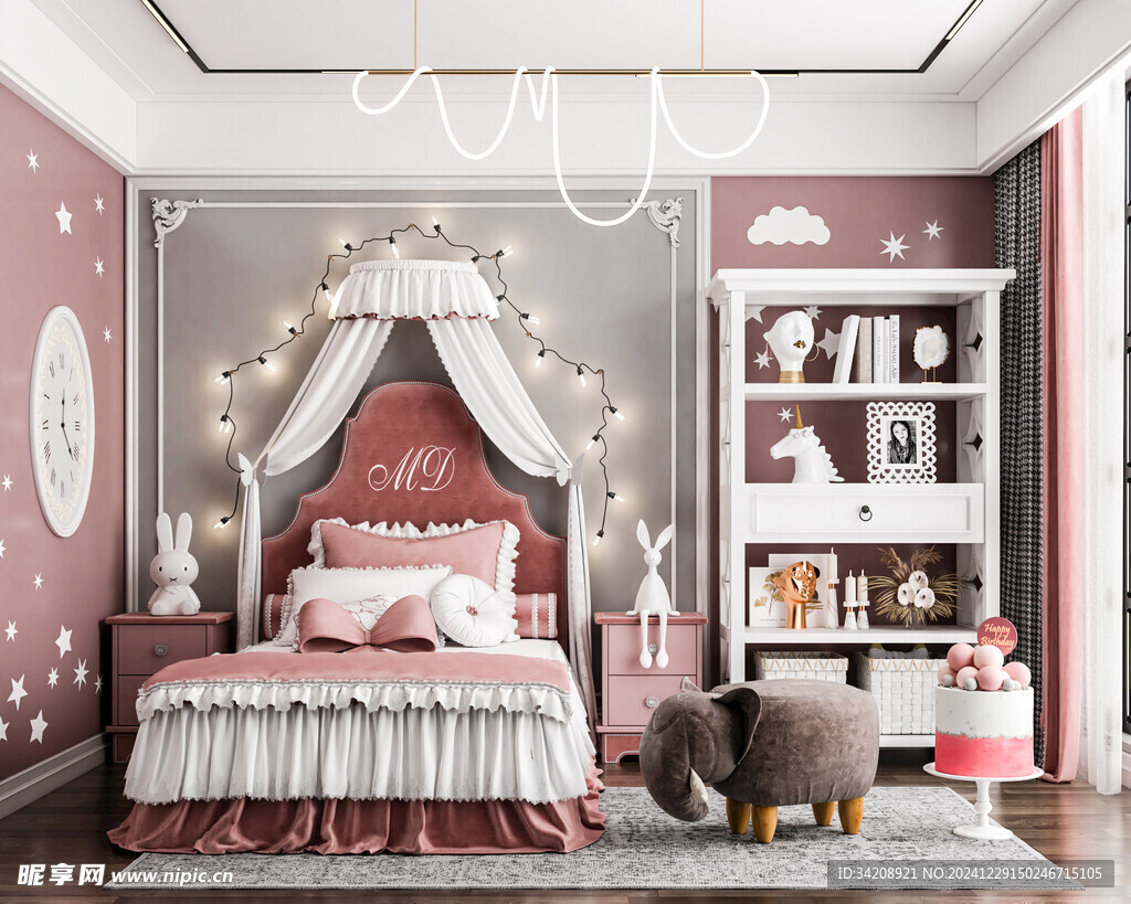 儿童女孩房次卧室北欧现代简约风