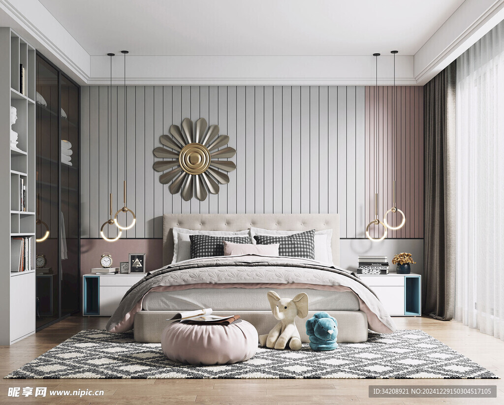 儿童女孩房次卧室北欧现代简约风