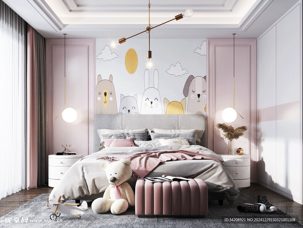 儿童女孩房次卧室北欧现代简约风