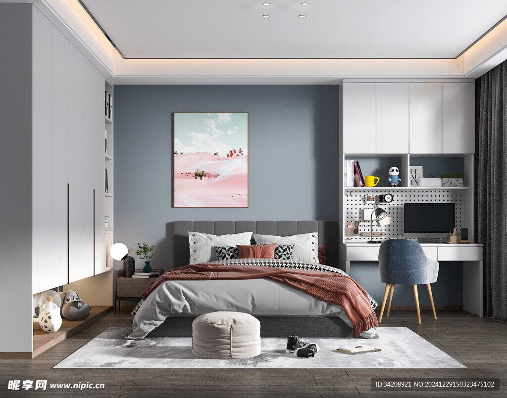 儿童女孩房次卧室北欧现代简约风