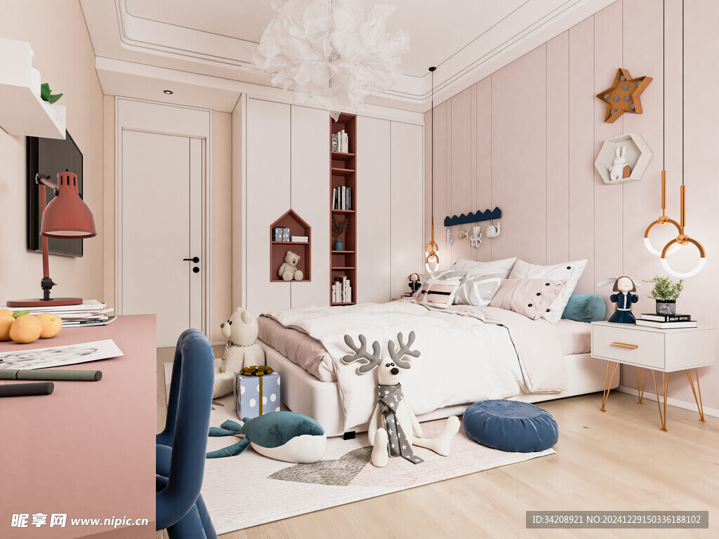 儿童女孩房次卧室北欧现代简约风