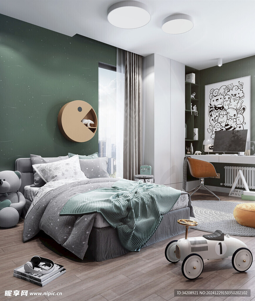 儿童女孩房次卧室北欧现代简约风