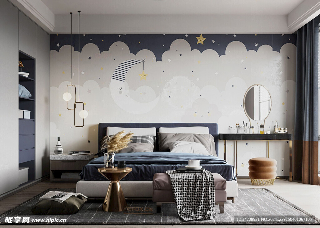 儿童女孩房次卧室北欧现代简约风