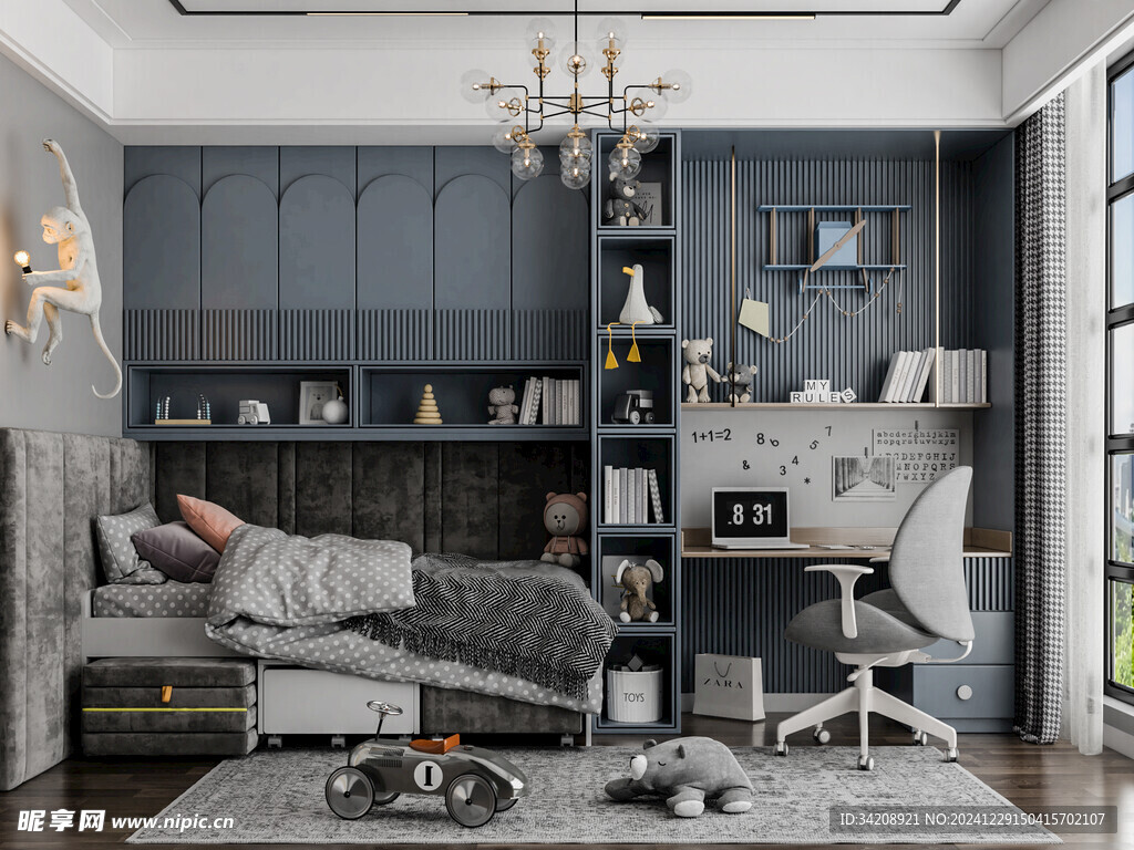 儿童女孩房次卧室北欧现代简约风