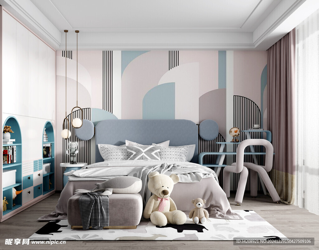 儿童女孩房次卧室北欧现代简约风