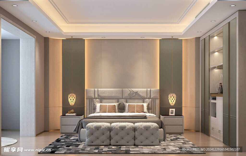 家居客厅卧装修高定现代简约设计