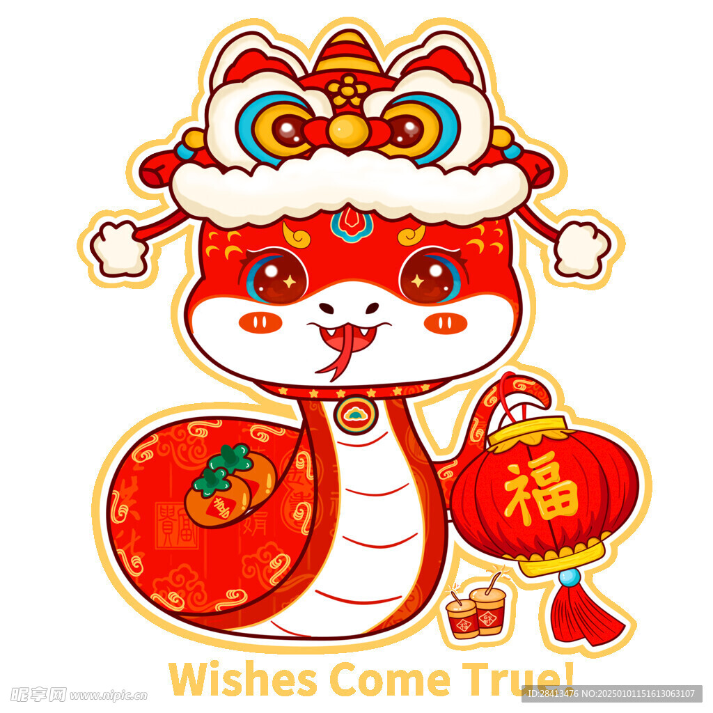 卡通灯笼蛇印花图案设计