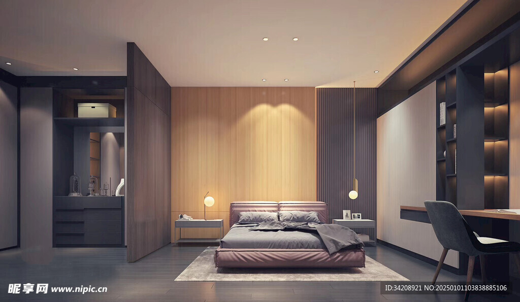 客厅卧室装修极简现代简约中古风