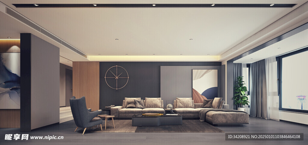 客厅卧室装修极简现代简约中古风