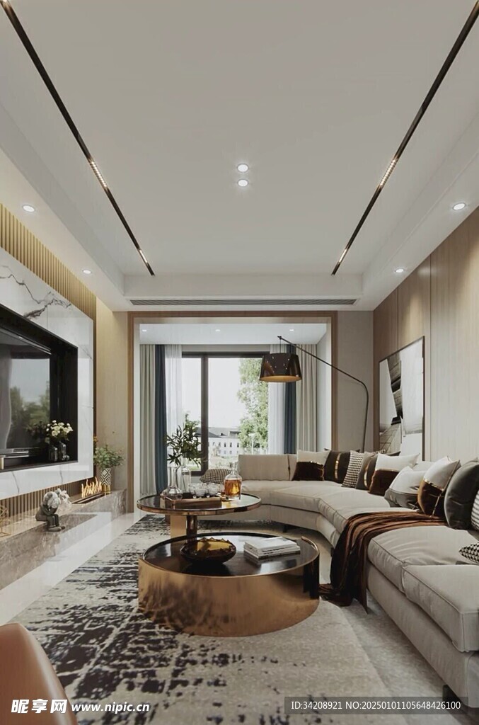 吊顶天花无主灯客厅装修现代简约