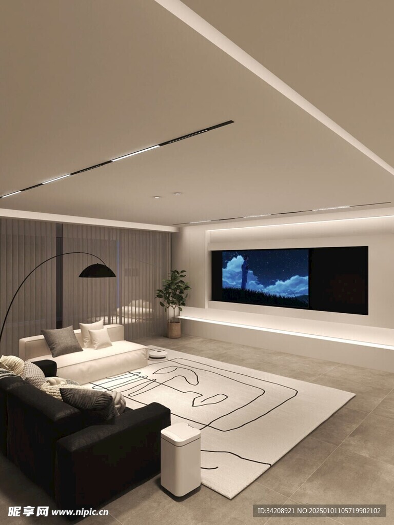 吊顶天花无主灯客厅卧室现代简约