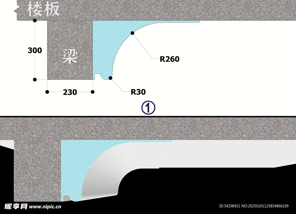 曲弧手法弱化家具装修天花板设计