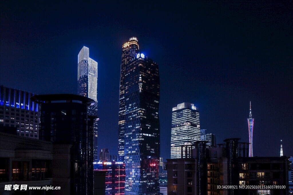 城市繁华美丽夜景素材