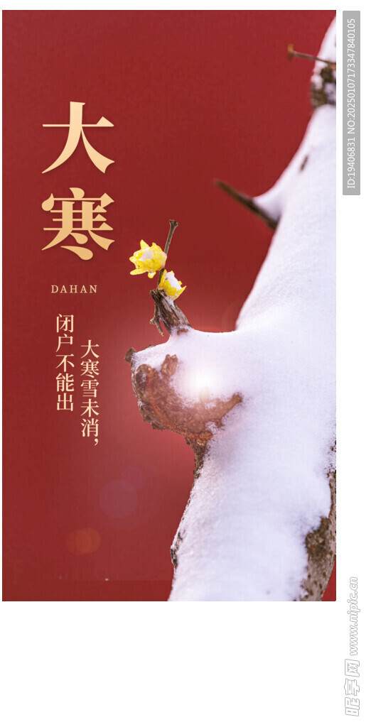 简约大气传统节气大寒主题海报