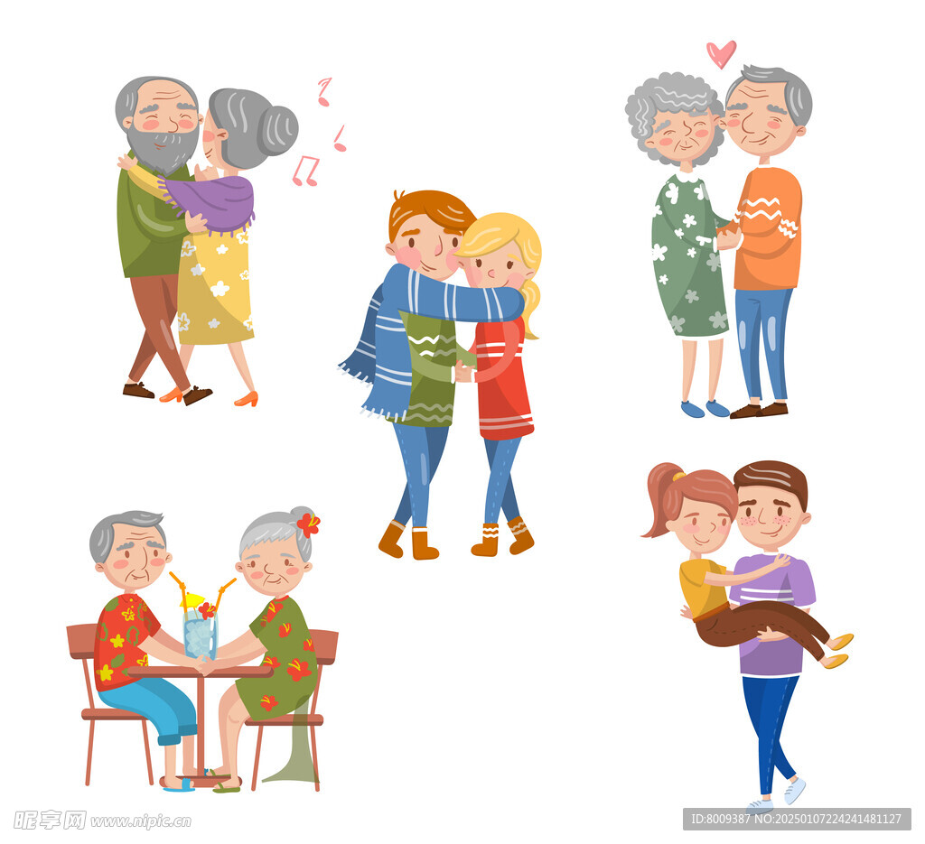 手绘情侣矢量元素