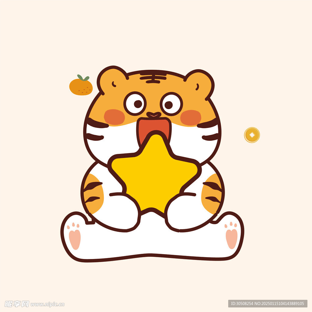 虎萌萌顶水果星星