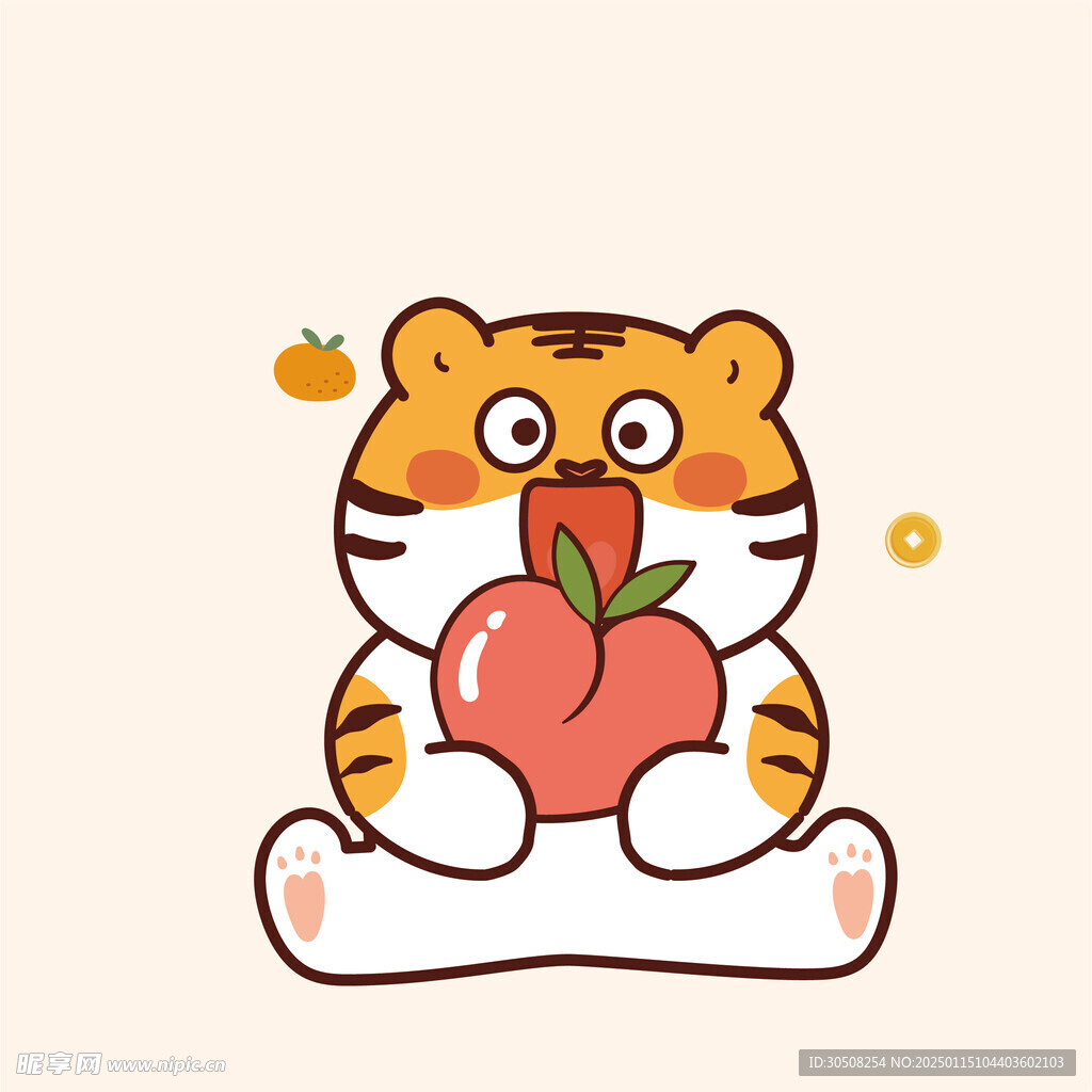 虎萌萌顶水果水蜜桃