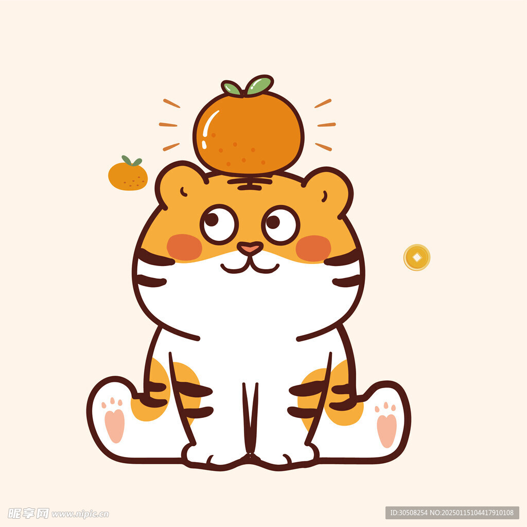 虎萌萌顶水果橘子