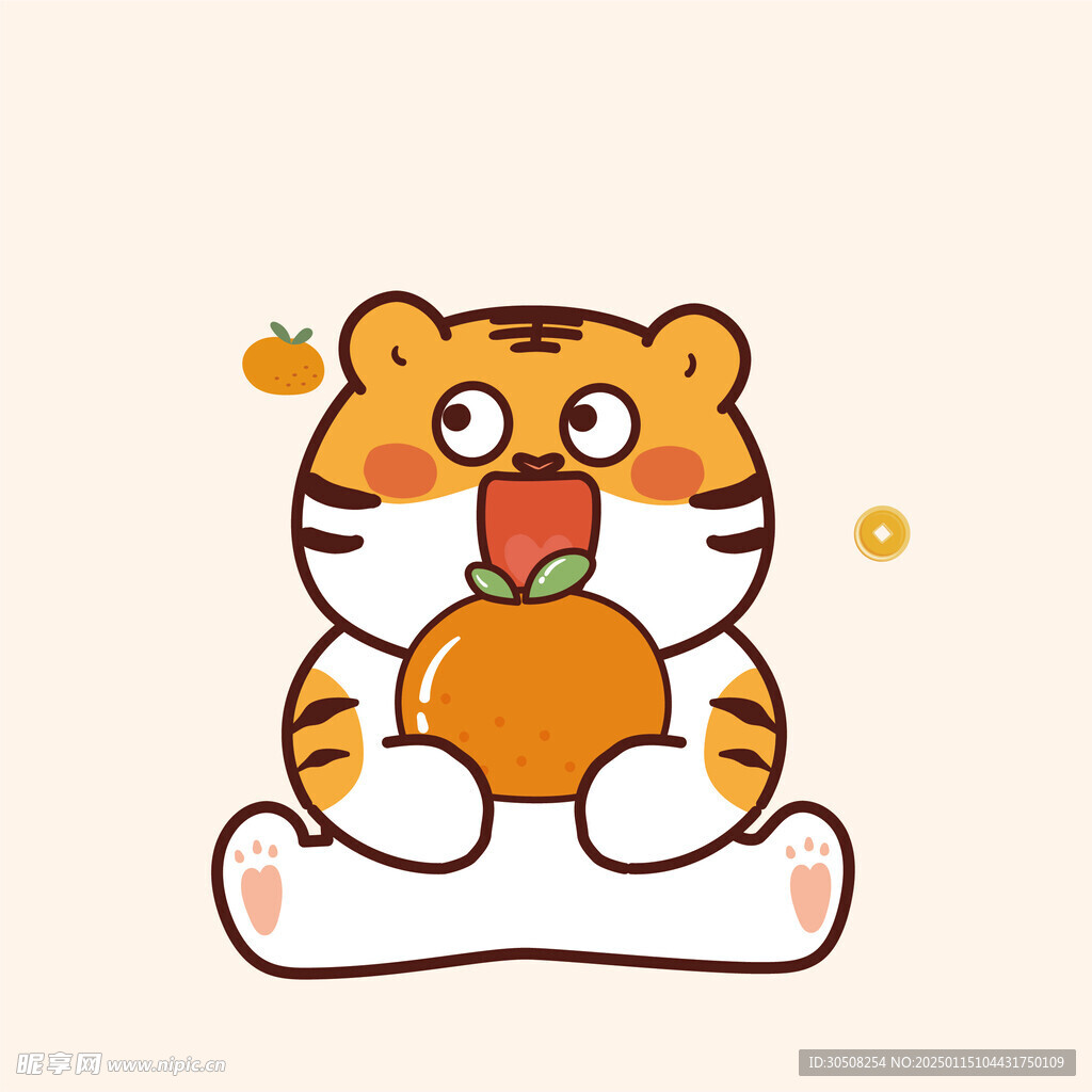 虎萌萌顶水果橘子
