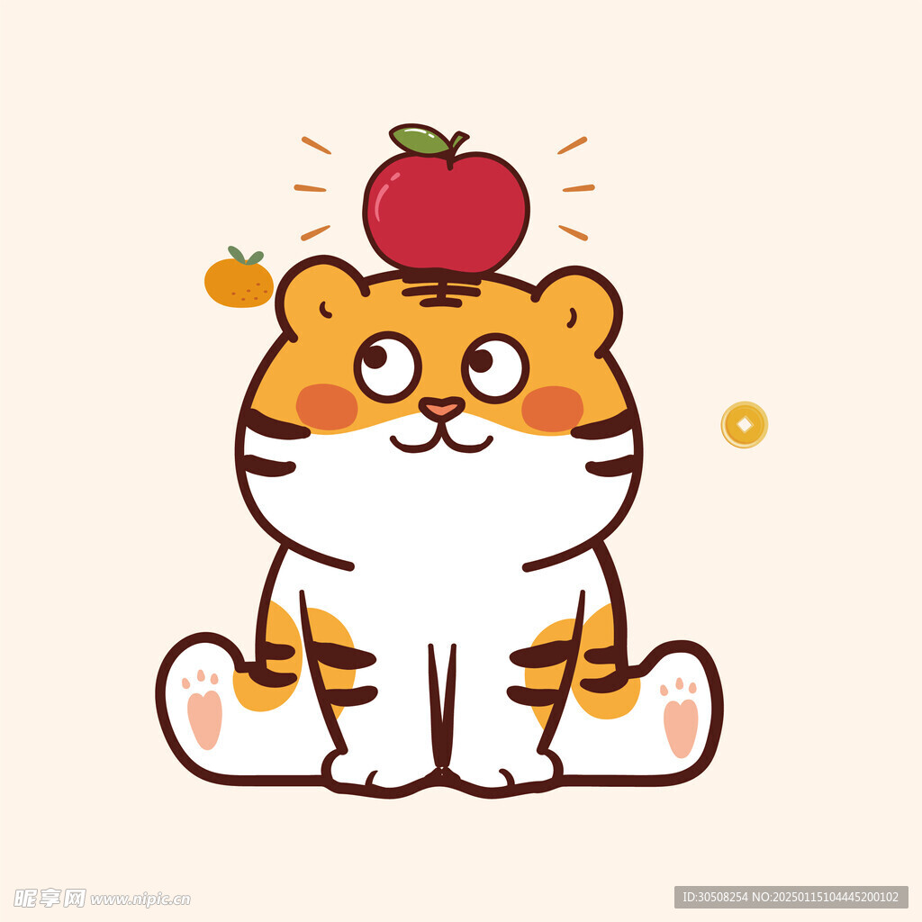 虎萌萌顶水果苹果