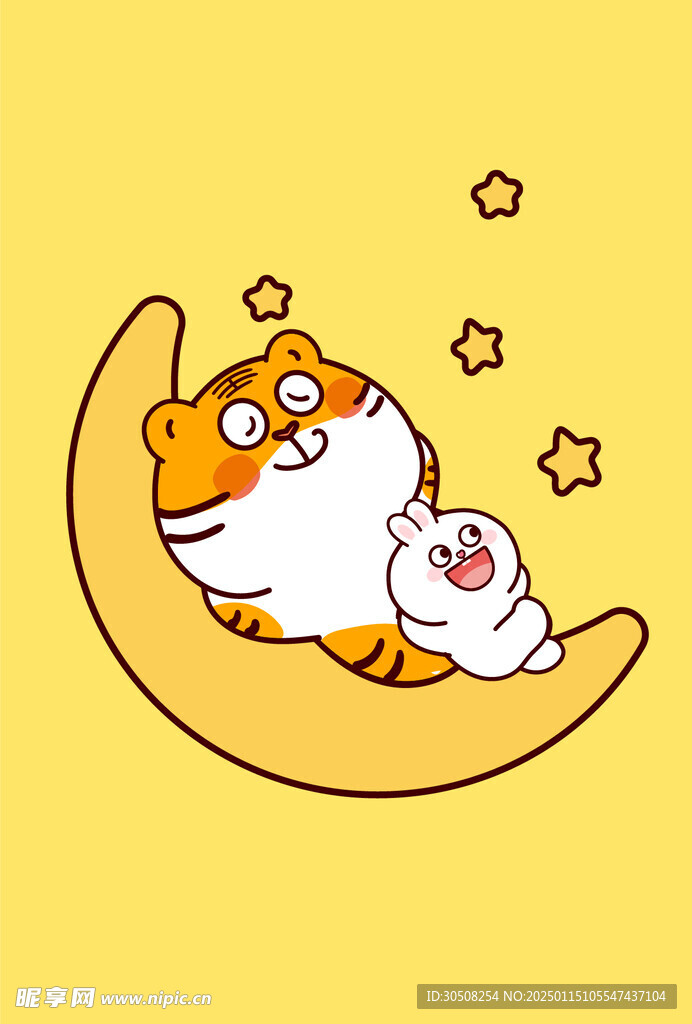 虎萌萌兔子月亮