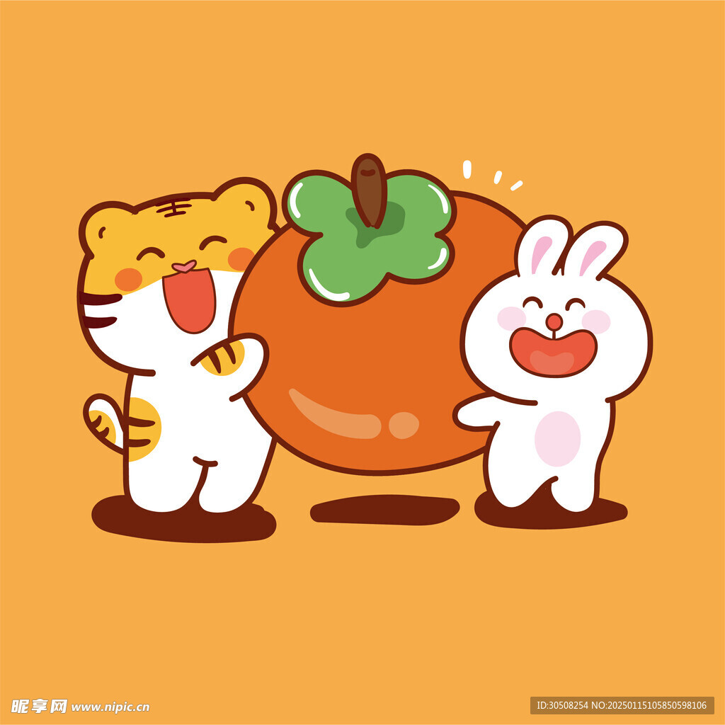 虎萌萌兔子水果壁纸