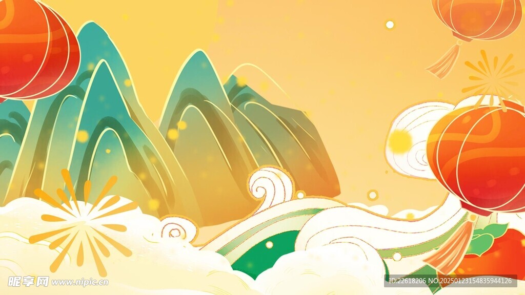 国潮风新年海报背景