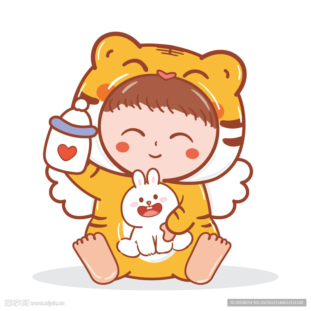 虎宝宝摆件卡通插画