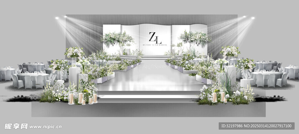 白绿婚礼效果图