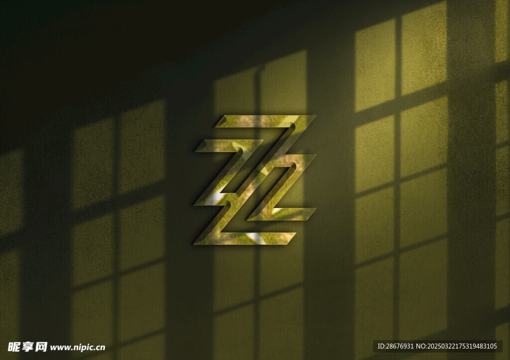 LOGO样机金色立体标志效果图