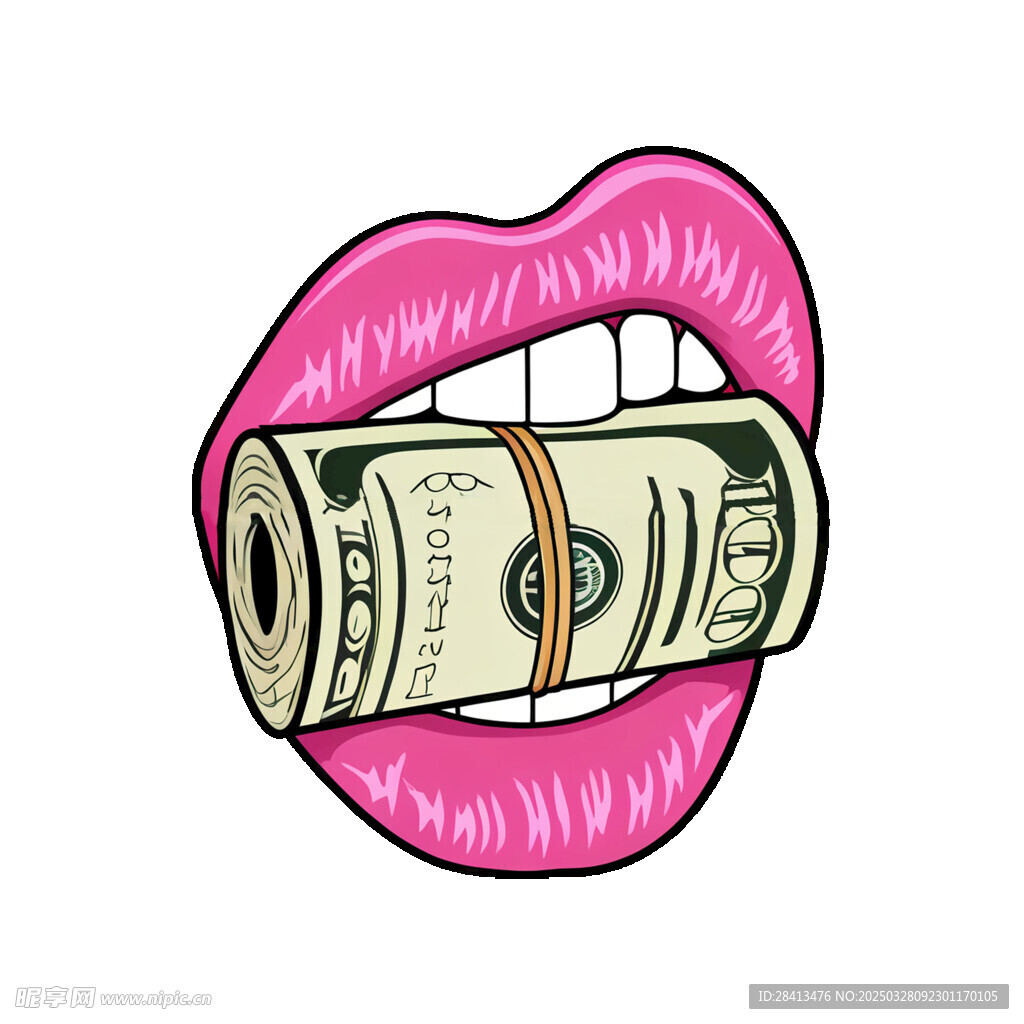 卡通金钱嘴巴印花图案