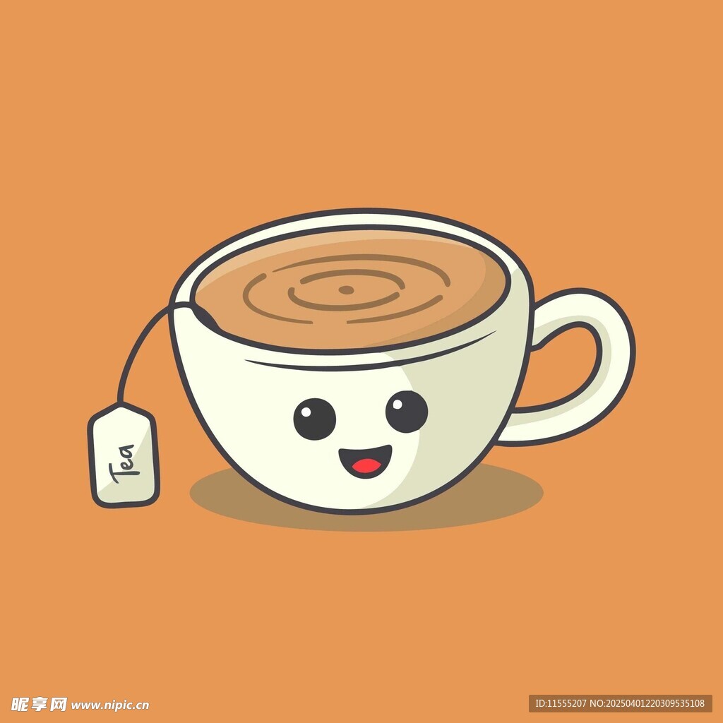 带表情的茶杯和茶包茶水饮料