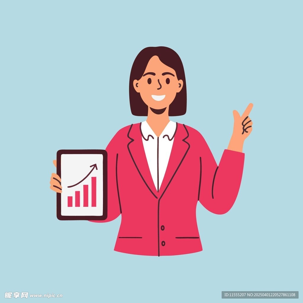 手持平板电脑展示图表的女士