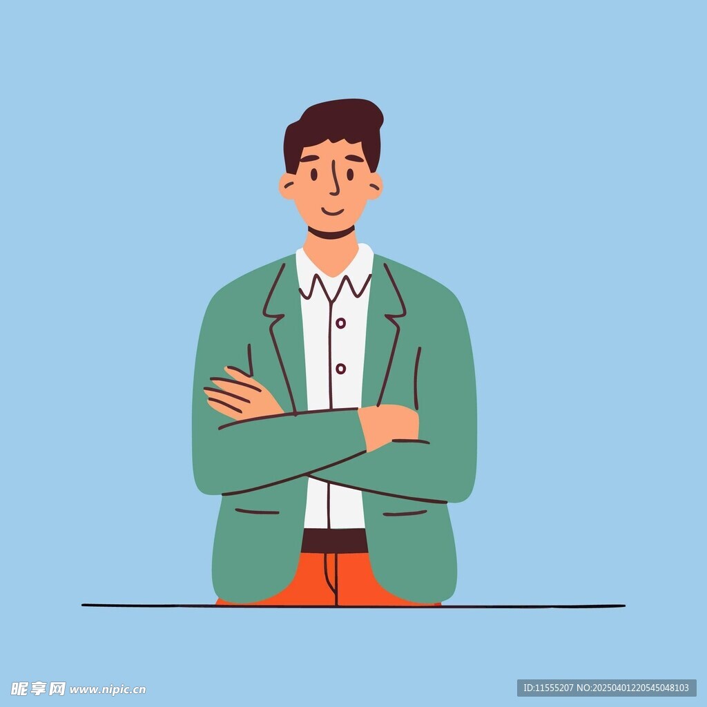 商务男办公客服双臂交叉的男士