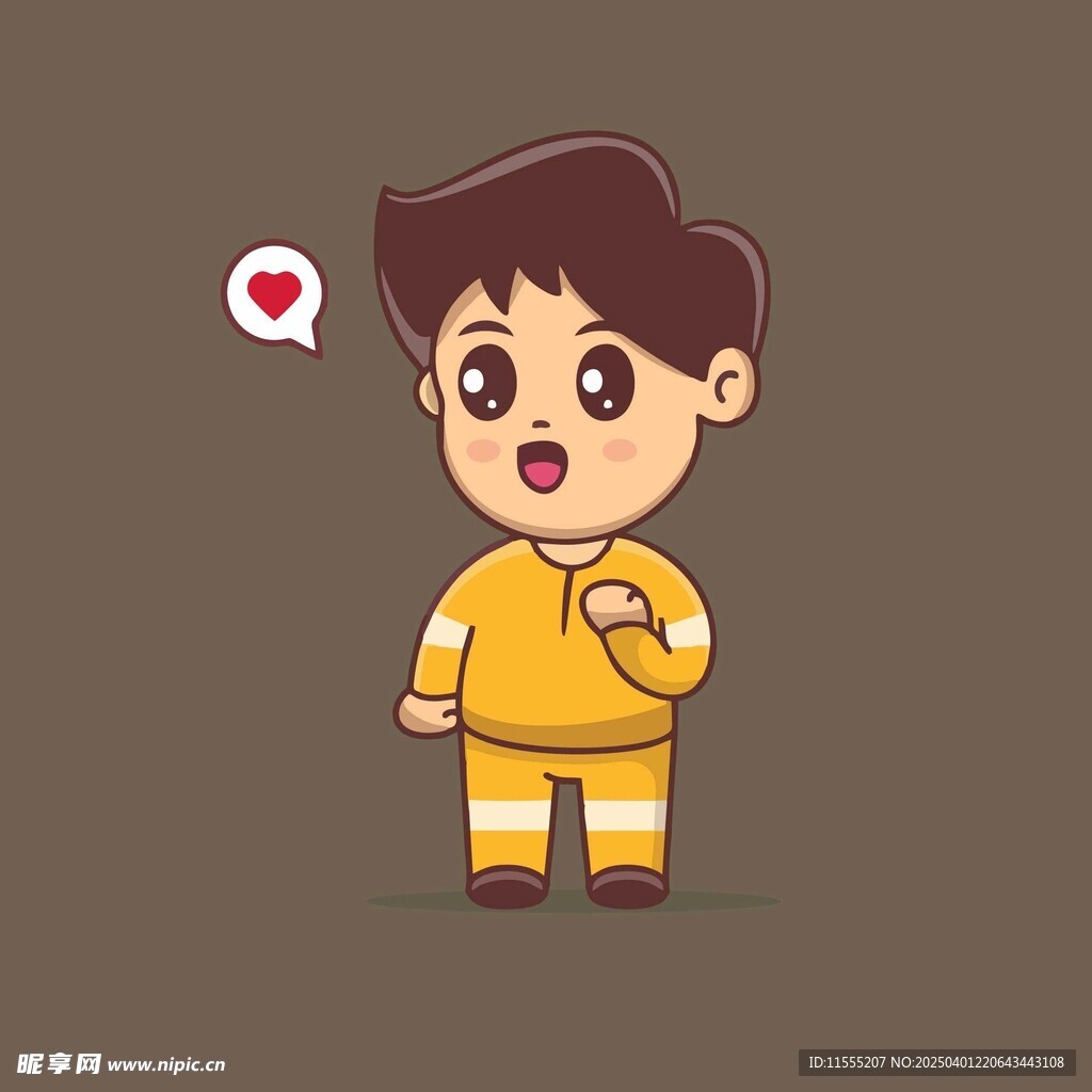 黄色衣服冒爱心的男孩可能是表达