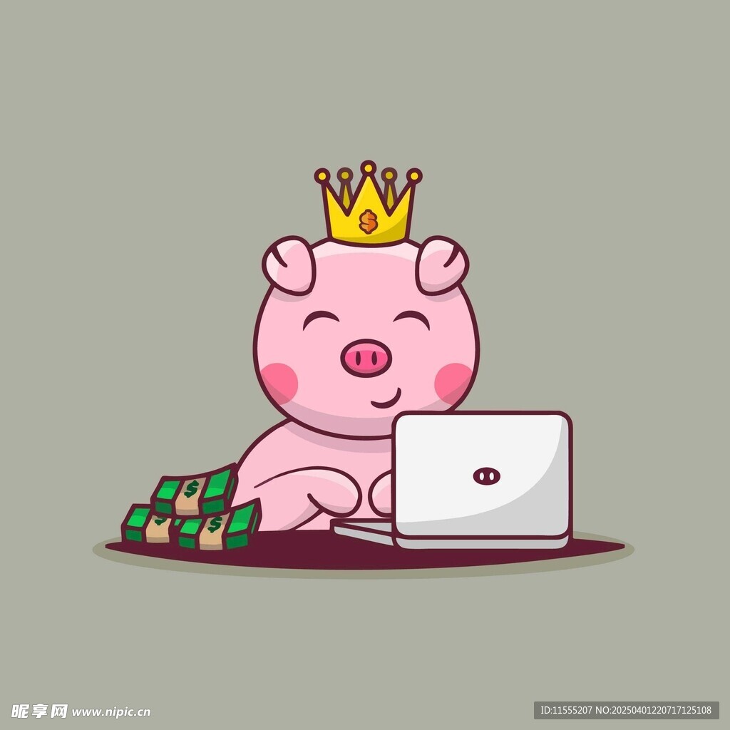 戴着皇冠小猪
