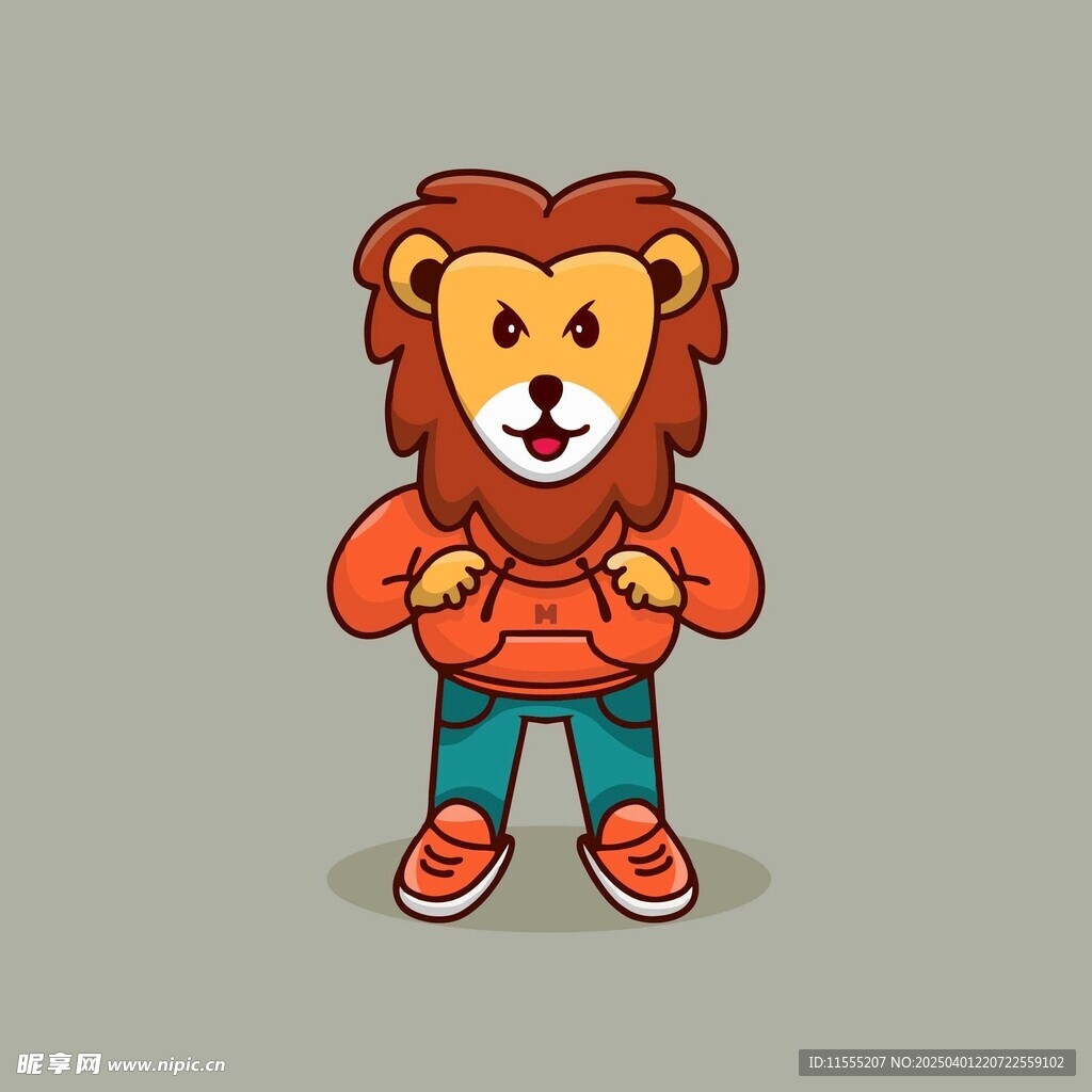 穿着橙色衣服的卡通狮子