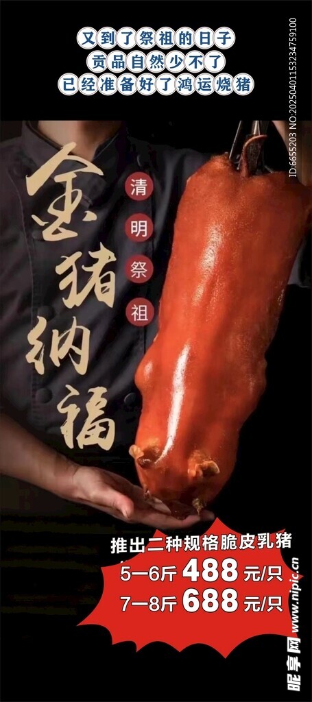烧猪展架 海报 鸿运乳猪 