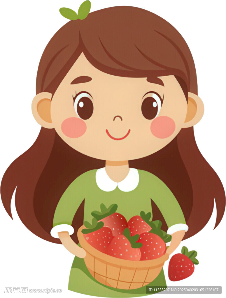 女孩送草莓