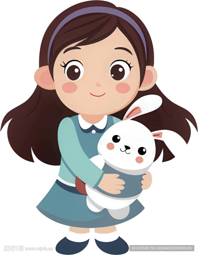 女孩怀抱萌宠可爱免抠图