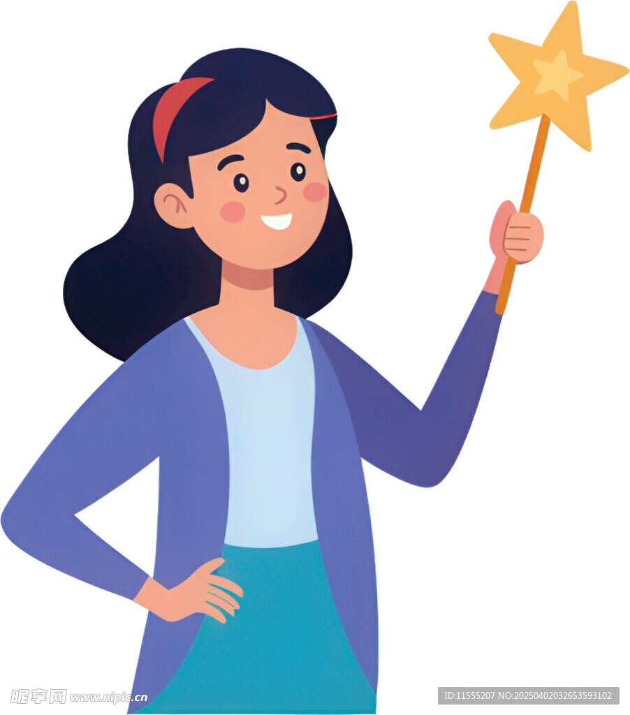 女孩持星棒显梦幻优雅态