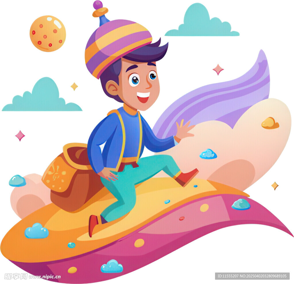 阿拉丁男孩坐飞毯展开奇幻之旅