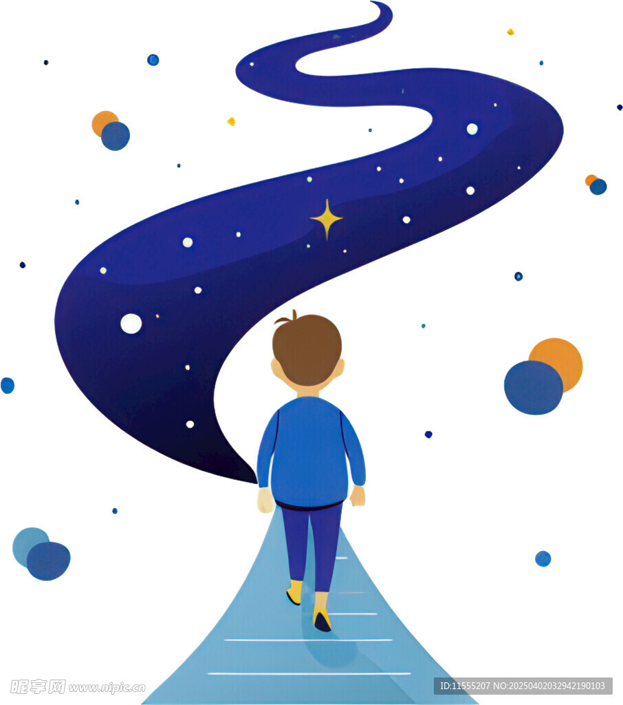 男孩望星轨展奇妙幻想