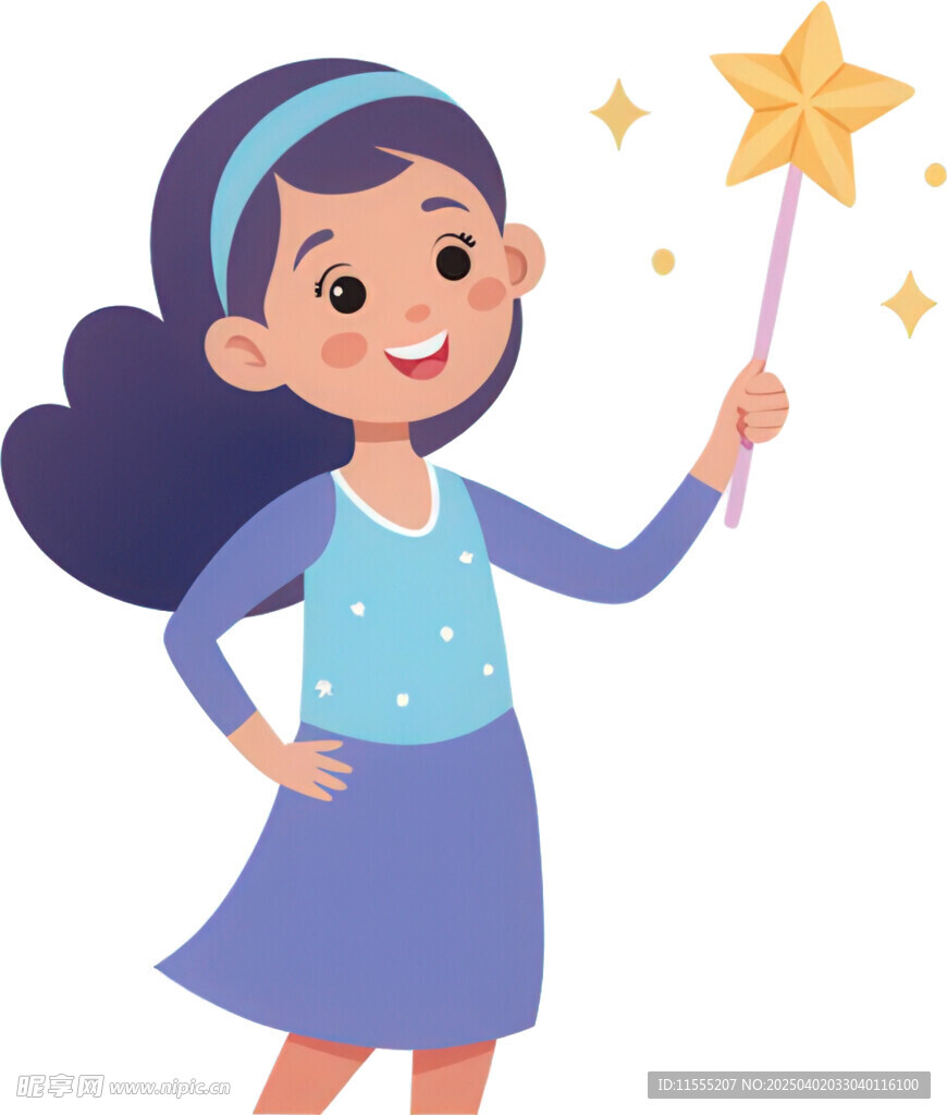 女孩持星棒显梦幻姿态