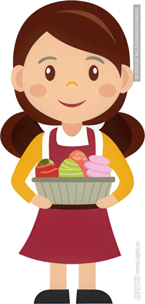 女孩端着冰激凌免抠图