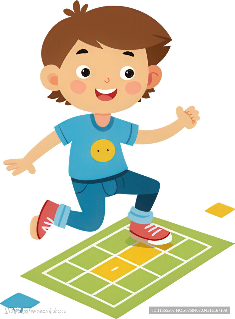 男孩玩跳棋专注时刻免抠图